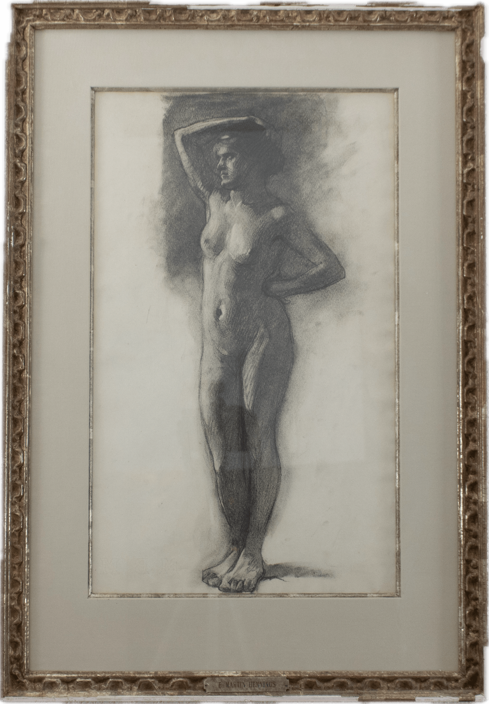 Multiple quick figure sketches showing dynamic poses, rendered in chalk and pastel demonstrating the artist's facility with the human form in preparatory study work.