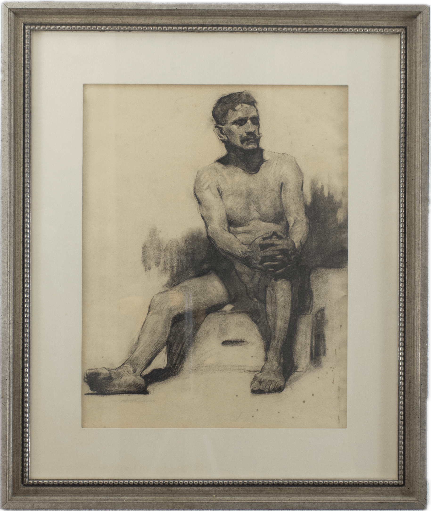 Multiple figure studies showing varied poses on a single sheet, rendered in chalk and pastel as preparatory work for larger compositions in the academic study tradition.