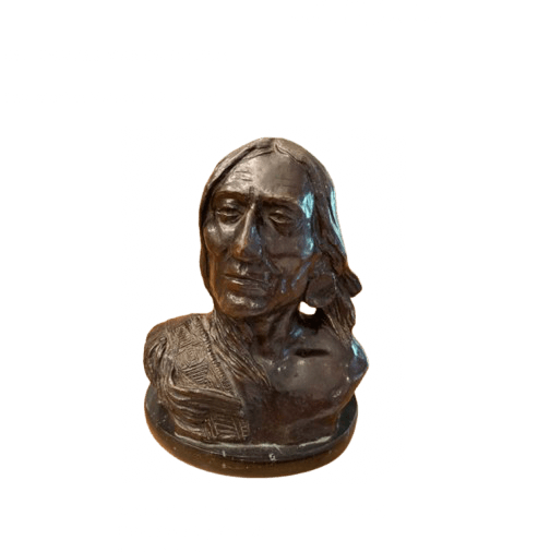 A bronze sculpture of a recumbent horse in restful pose with warm brown patina, capturing the quiet strength and grace of the animal in the American Western sculpture tradition.