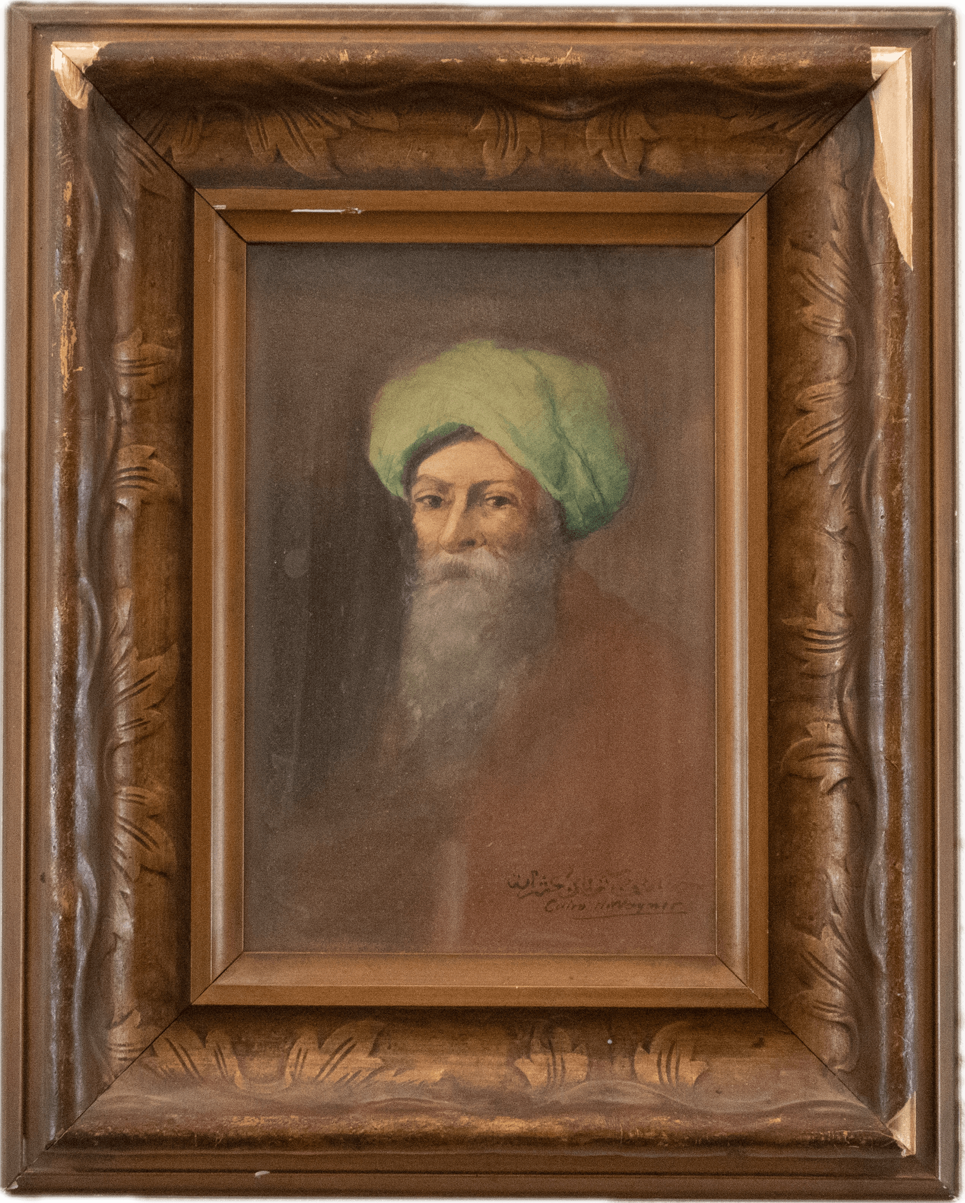 A mixed media artwork with abstract or figurative elements, showing artistic exploration in early 20th century mixed media techniques.